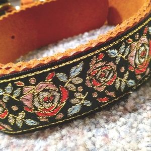 Anthropologie Lucky Penny Genuine Leather Floral Belt Size S